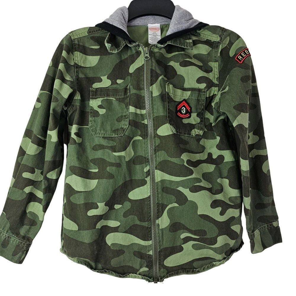 Wonder Nation Boys Camo Rebel Full Zip Jacket Hood Size L 10/12